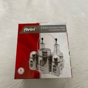 NIB-Parini 6-Pc Stainless Steel Condiment Set